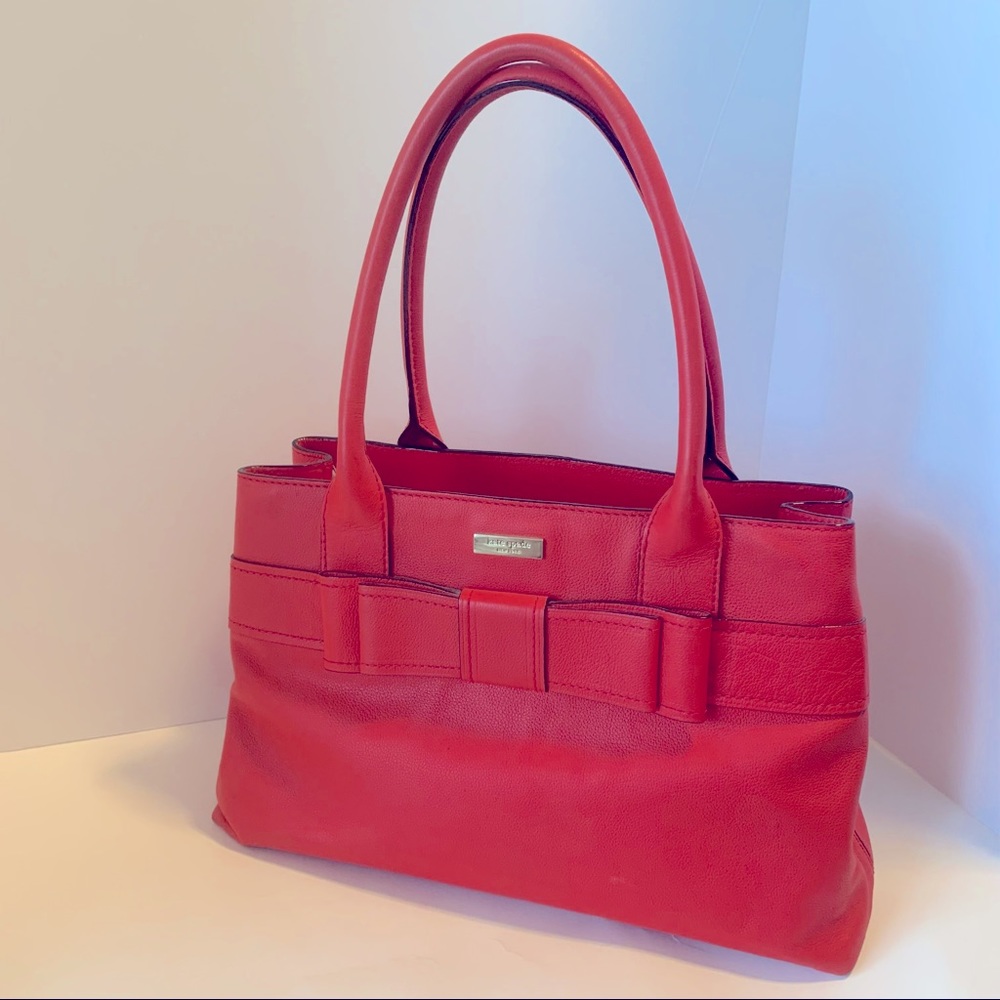 Kate Spade Red Leather Tote with Bow